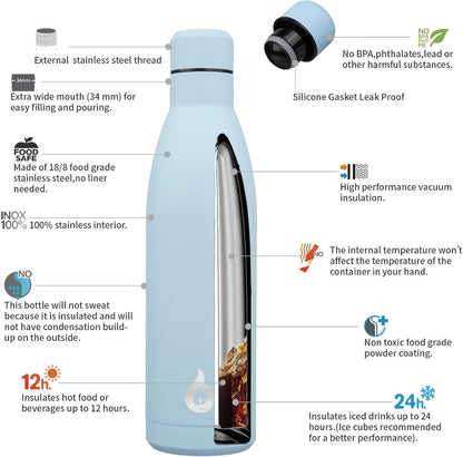 BJPKPK Insulated Water Bottle 12oz Small Stainless Steel Water Bottles Reusable Metal Thermal Keep Cold and Hot,Dreamy Purple - Colors A