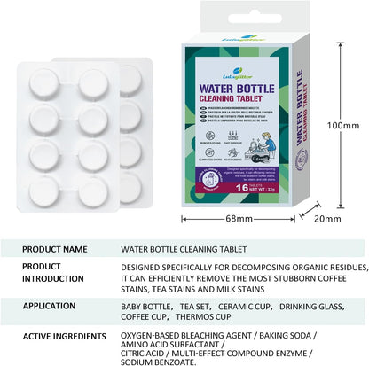 Water Bottle Cleaning Tablets for Bottle Bright-Clean Stainless Steel, Thermos and Reusable Water Bottles – Cleaning Tablets are Easy and Safe to Use