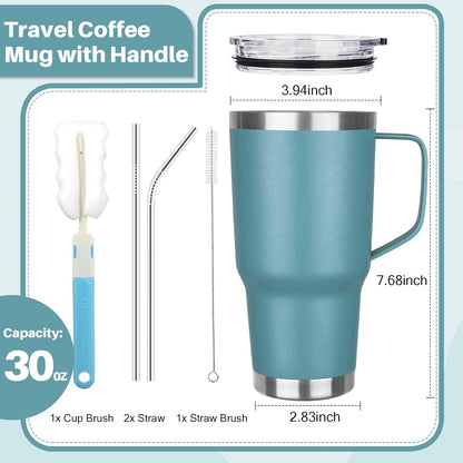 40 oz Tumbler with Handle, Insulated Tumbler with Lid and Straw, Reusable Stainless Steel Vacuum Insulated Cup, 100% Leak Proof Thermal Travel Coffee Mug Cup for Cold and Hot (Light Purple)