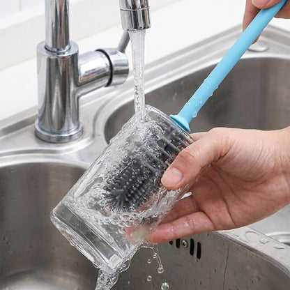 2pcs Silicone Bottle Cleaning Brush Water Bottle Cleaner Brushes with Long Handle Bottles Brush Cleaner for Small Narrow Neck Containers Glassware Sports Bottles Vase