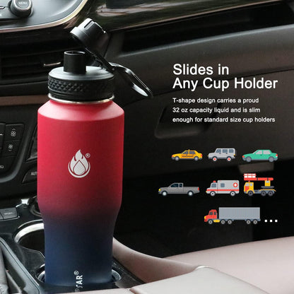 SENDESTAR 40oz Water Bottle Wide Mouth Stainless Steel Vacuum Insulated Double Wall with Straw Lids Fit in Any Car Cup Holder