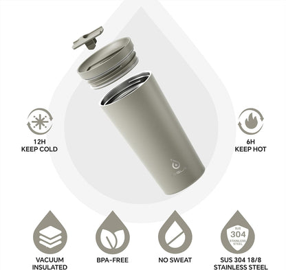 Ideus 17 oz Travel Coffee Mug, Double Wall Vacuum Stainless Steel Insulated Coffee Tumbler With Lid, Splash-Proof & Cup Holder Friendly, Keeps Drinks Hot/Cold, Dishwasher Safe, Purple