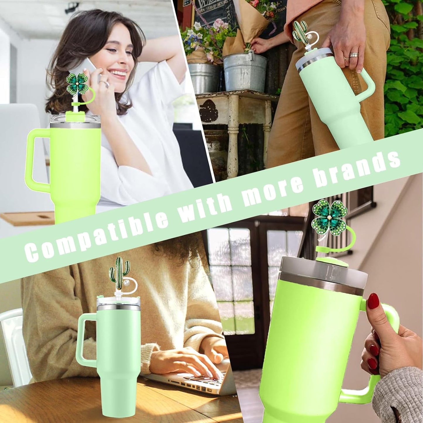 Cute Straw Cover Cap for Stanley Cup Accessories,Bling Straw Toppers for Stanley Tumbler 40&30 oz,Reusable Straws Tips Protectors Compatible with 10mm Straws