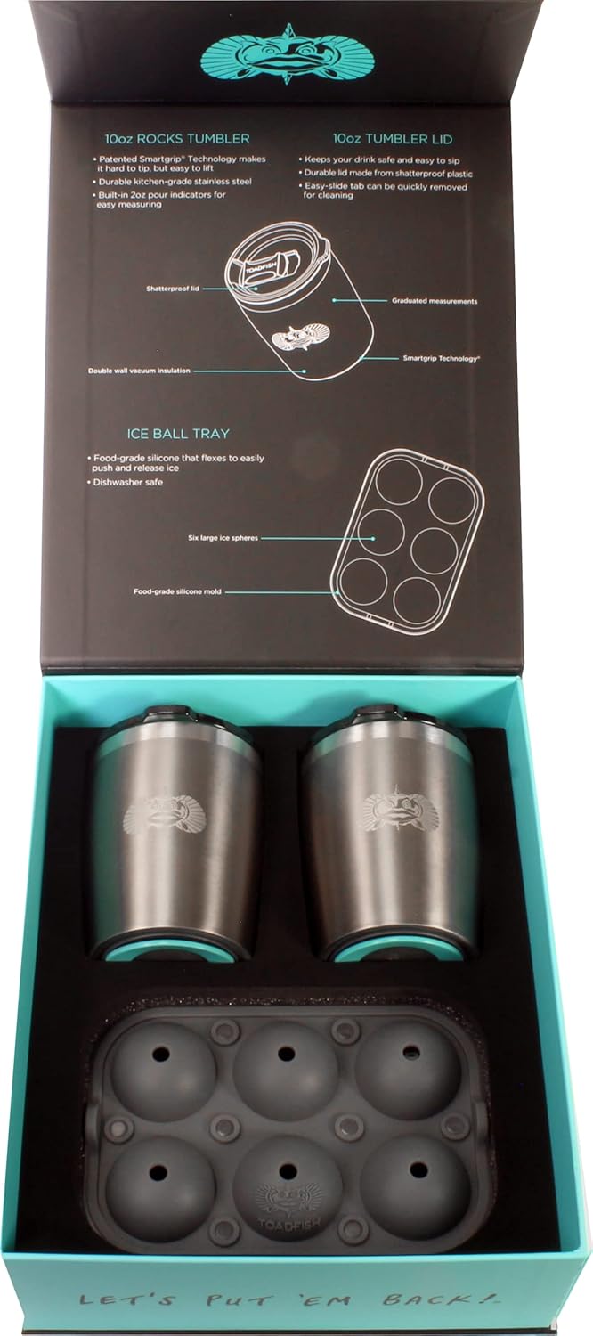 Toadfish Non-tipping 10oz Double Wall Insulated Stainless Steel Rocks Tumbler w/ East Slide Lid - Graphite