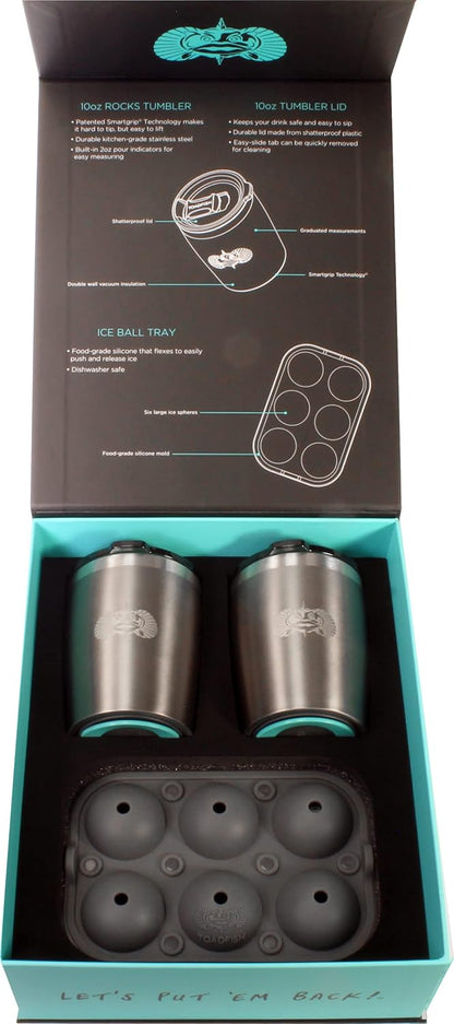 Toadfish Non-tipping 10oz Double Wall Insulated Stainless Steel Rocks Tumbler w/ East Slide Lid - Graphite