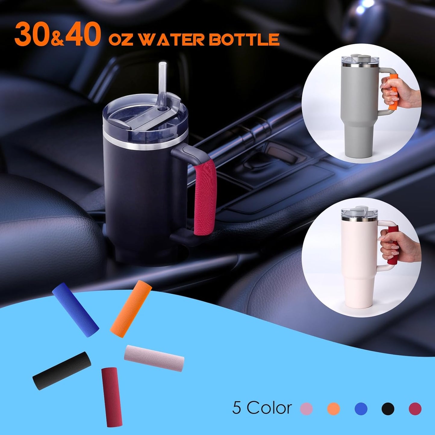 Tumb’ler Handle Cover Sleeve Compatible with S’tanley Tumbler with Handle, Neoprene Water Bottle Handle Protector Sleeve for 30-40 oz S’tanley