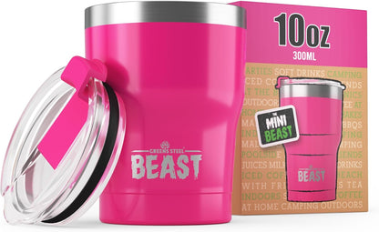 Beast 10 oz Tumbler Stainless Steel Vacuum Insulated Coffee Ice Cup Double Wall Travel Flask (Arctic White)