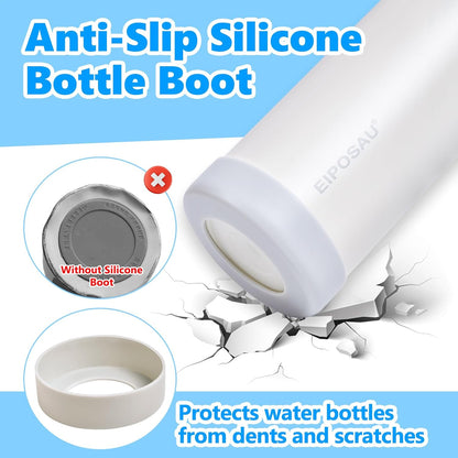 Insulated Water Bottle with Lid & Boot & Stickers, 24 oz Stainless Steel Sweat Free Bottle Keep Cold 24H, BPA-Free Sports Wide Mouth Water Bottle, BlueBlack