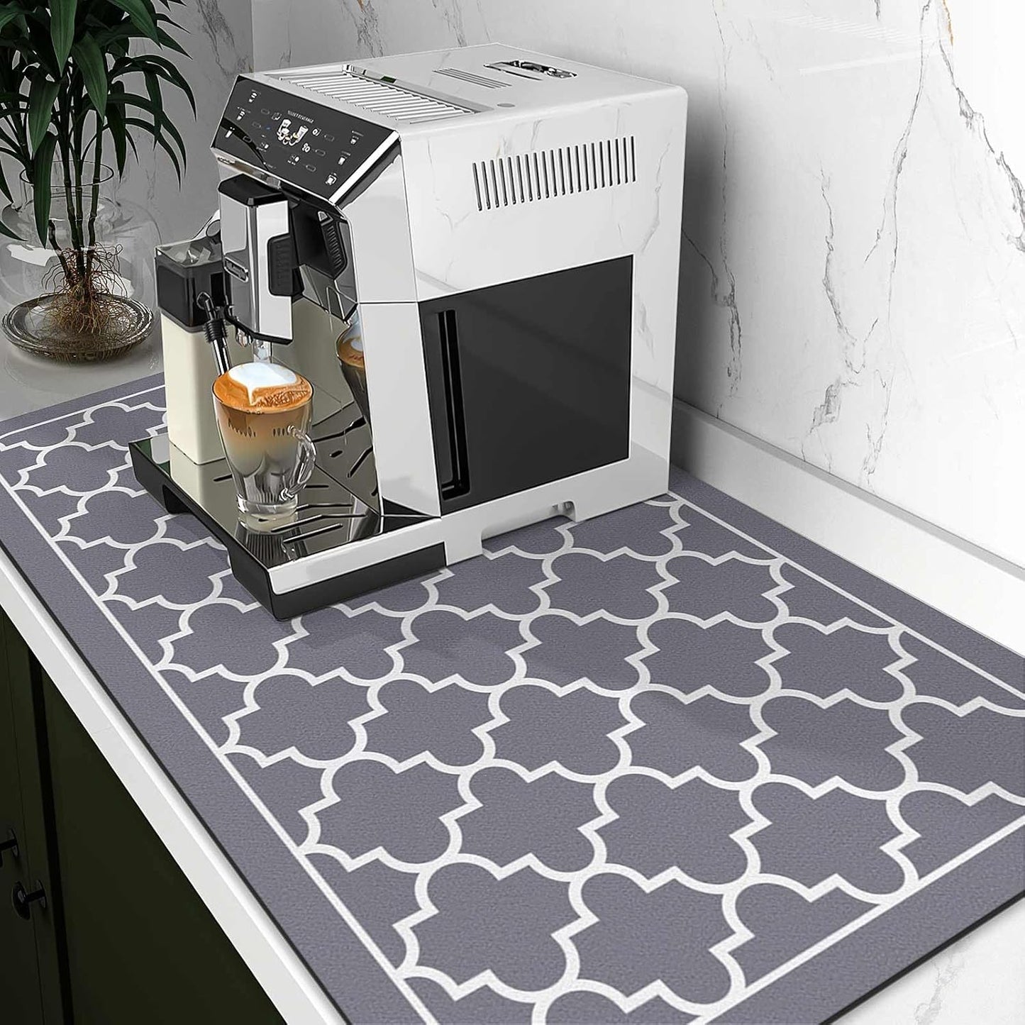 WISELIFE Dish Drying Mat Super Absorbent Drying Mat Large Dish Drying Mats for Kitchen Counter Easy Clean Dish Mat Kitchen Drying Mat15"x 18" Stylish Grey