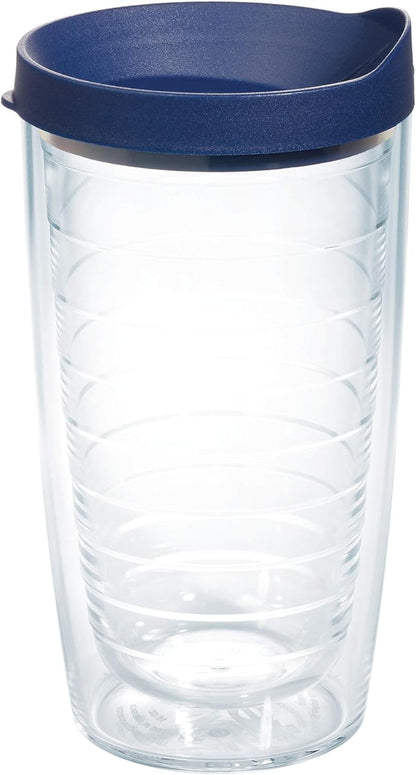 Tervis Clear & Colorful Lidded Made in USA Double Walled Insulated Tumbler Travel Cup Keeps Drinks Cold & Hot, 24oz, Black Lid, 1 Count (Pack of 1)