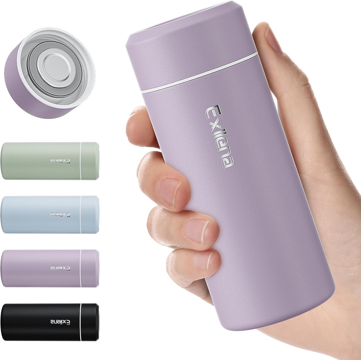 【Upgraded】Exllena Small Insulated Water Bottle 12 oz/350ml– Mini Insulated Water Bottle for Hot & Cold Drinks, Perfect Small Water Bottle for Travel, Purse...(Greyish Blue)
