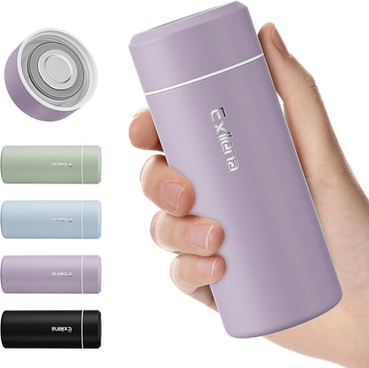 【Upgraded】Exllena Small Insulated Water Bottle 12 oz/350ml– Mini Insulated Water Bottle for Hot & Cold Drinks, Perfect Small Water Bottle for Travel, Purse...(Greyish Blue)