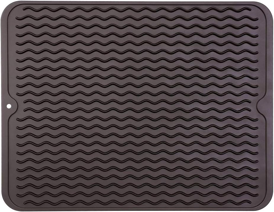 MicoYang Silicone Dish Drying Mat for Multiple Usage,Easy clean,Eco-friendly,Heat-resistant Silicone Mat for Kitchen Counter,Sink,Bar,Bottle,or Cup Green M 17 inches x 6 inches