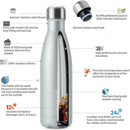 BJPKPK Insulated Water Bottle 12oz Small Stainless Steel Water Bottles Reusable Metal Thermal Keep Cold and Hot,Dreamy Purple - Colors B