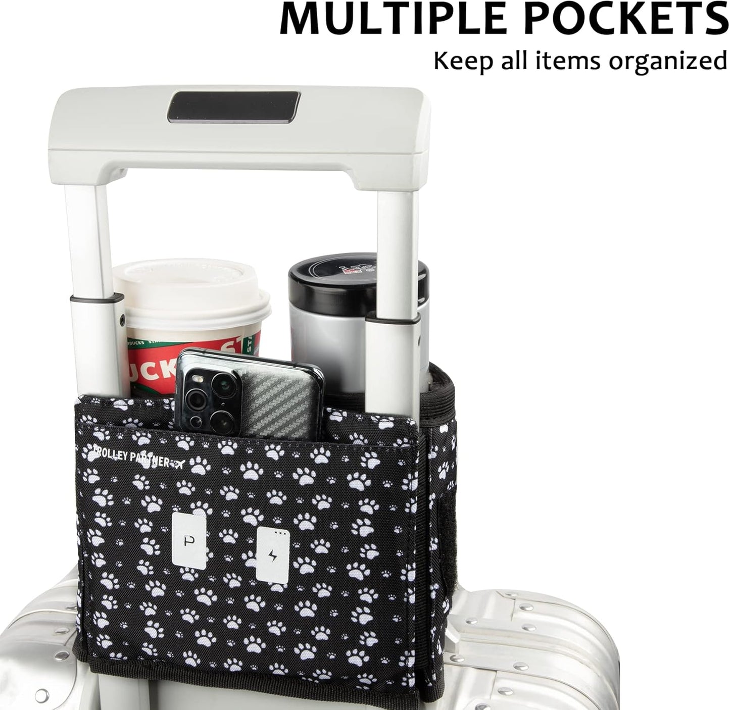 riemot Luggage Travel Cup Holder Free Hand Drink Caddy - Hold Two Coffee Mugs - Fits Roll on Most Suitcase Handles - Gifts for Flight Attendants &Frequent Travelers Accessories Black