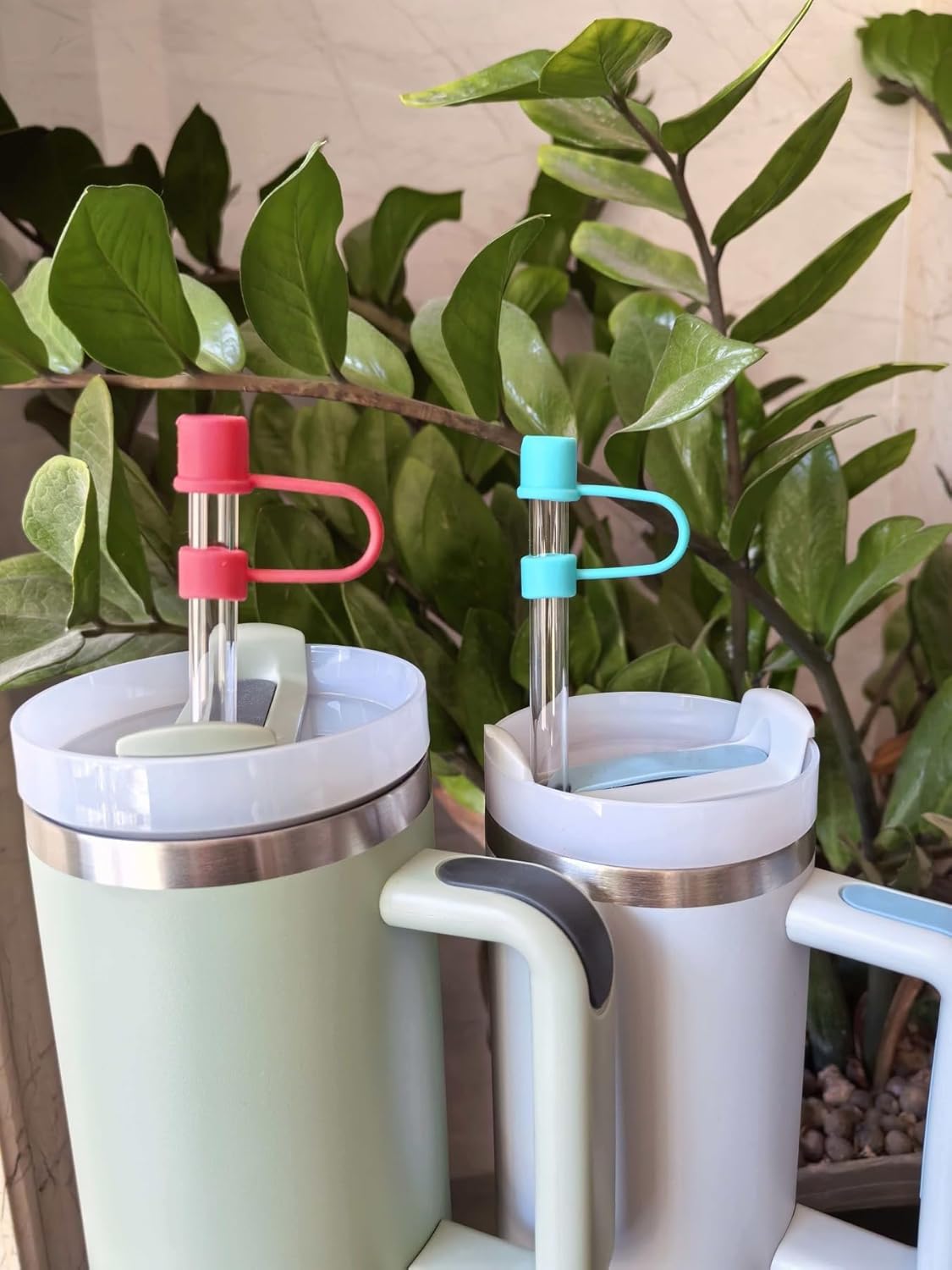 Silicone Straw Covers Cap Compatible with Stanley Cup 30 40 oz-Dust-Proof Reusable Straw Cover for Tumblers and Water Bottles