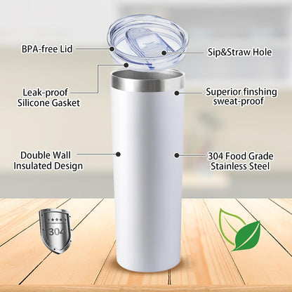 20 oz Skinny Tumblers with Lid and Straw,Stainless Steel Vacuum Insulated Tumbler Cup Double Wall Travel Coffee Mug, Thermal Water Tumbler for Hot and Cold Drinks(Rose Gold,1)