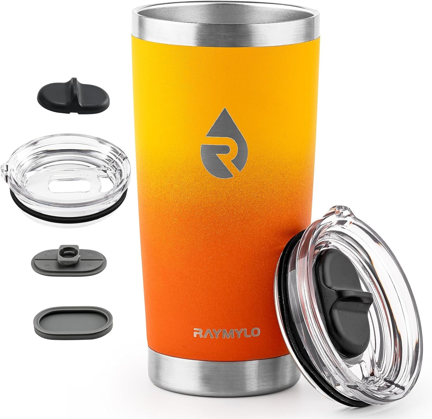 RAYMYLO Insulated Travel Coffee Tumbler 20oz, Detachable & Spill-Proof Slider Lid for Thorough Clean, Stainless Steel Reusable Coffee Mug with Lid Fits Most Car Cup Holder & BPA Free