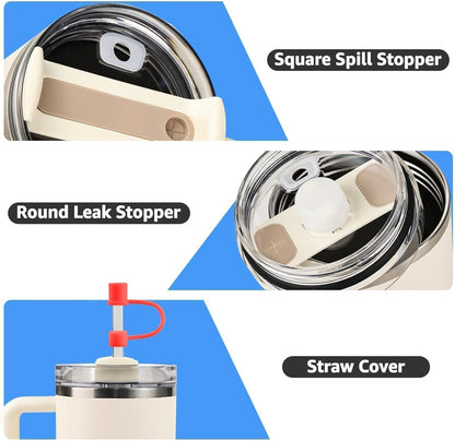 MOLOSLEEVE 21 Colors Straw Toppers Include A Set of Leak-proof Plugs, for Stanley Straw Covers Cap for Stanley Cup 2.0 30oz, 40oz, Silicone, Dust-Proof （Clear）