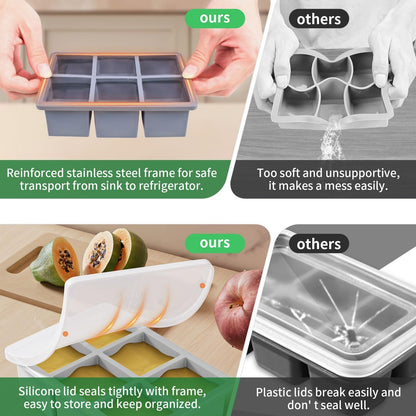 Large Ice Cube Tray for Whiskey: FDDBI Silicone Ice Cube Trays with Lid - 2Pack Big Square Old Fashioned Ice Cube Maker for Cocktail - 2inch Huge Cubed Ice Trays for Whisky