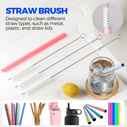 6 PACK Holikme 4 in 1 Cup Lid Cleaning Brush Set with 3 Straws, Multifunctional Bottle Brush, Silicone Cup Lid Gap Cleaner, Durable Bristle Crevice Cleaning Brush,Flat End Brushes,Navy & Black & Olive