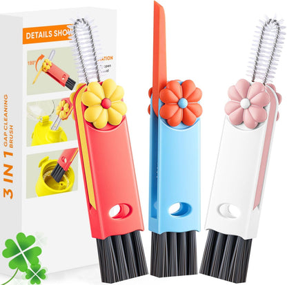 3 in 1 Cup Lid Cleaning Brush, Portable Water Bottle Brush, Multifunctional Bottle Cleaner Brush Set for Tight Spaces, Bottle Gaps, Tumblers, Travel Mug Caps(3 PCS)