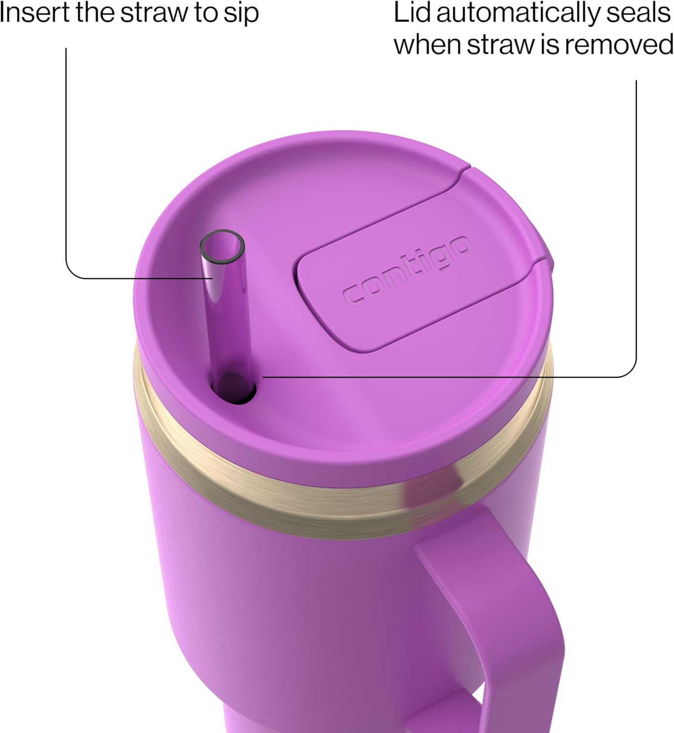 Contigo SnapSeal 30 oz Stainless Steel Vacuum-Insulated Tumbler with Handle & Reusable Straw, Leakproof AutoClose Lid, Cup Holder Friendly, BPA-Free & Lead-Free, Dishwasher Safe