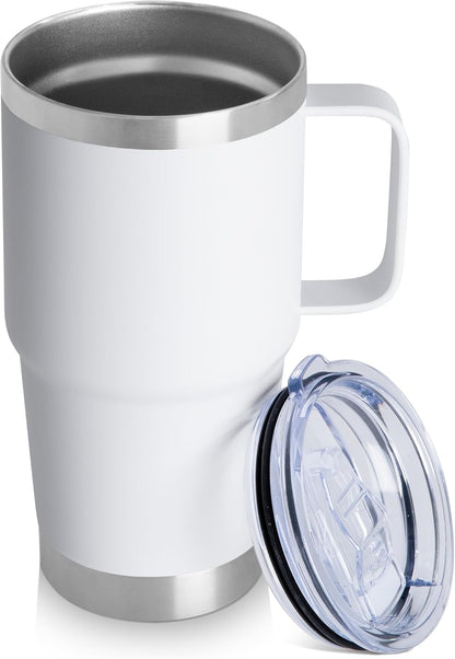 HASLE OUTFITTERS 20oz Tumbler with Handle & Lid, Insulated Stainless Steel Travel Mug, Leakproof Cup for Coffee, BPA-Free Double-Wall Vacuum Tumblers for Hot/Cold Drinks, Commuter, Gym, Office, Blue