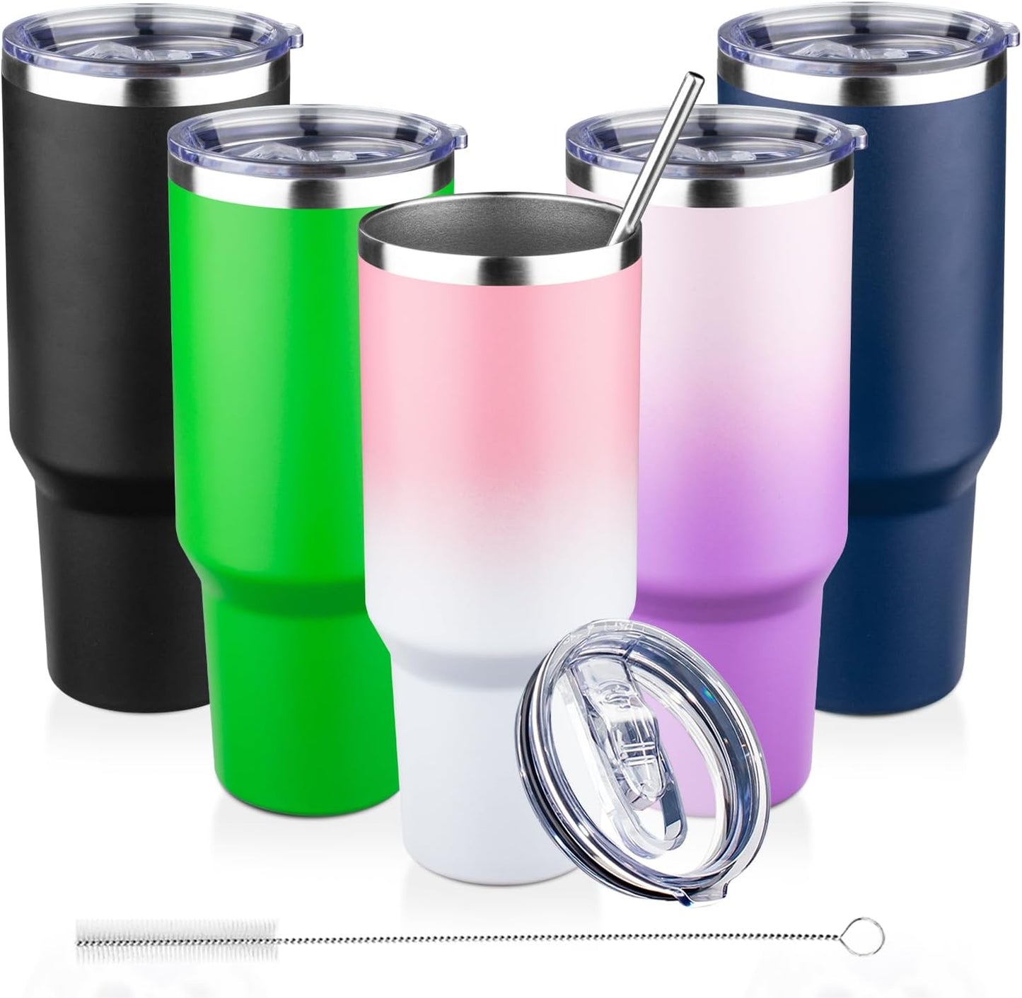 20oz Tumbler with Lid and Straw Double Wall Powder Coated Vacuum Insulated Coffee Tumbler Stainless Steel Insulated Travel Coffee Mug Spill-Proof Thermal Cup for Hot and Cold Beverage,Black