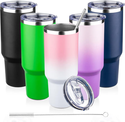 20oz Tumbler with Lid and Straw Double Wall Powder Coated Vacuum Insulated Coffee Tumbler Stainless Steel Insulated Travel Coffee Mug Spill-Proof Thermal Cup for Hot and Cold Beverage,Black