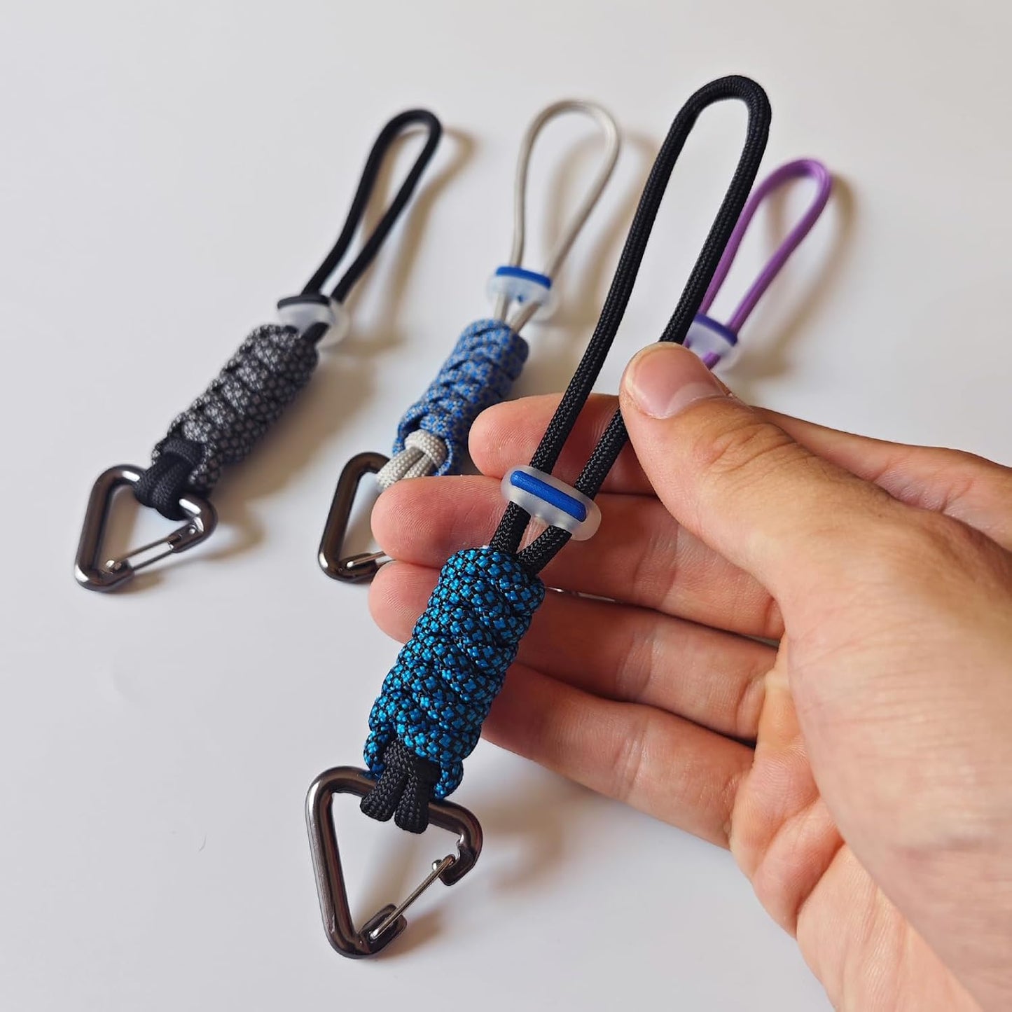 Paracord Keychain - Triangle/D-Shaped Carabiner Clip with Lanyard for Hanging Water Bottle, Key, Backpacks and More