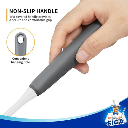 MR.SIGA Long Handle Bottle Brush, Flexible Scrub Brush for Water Bottles, Glasswares, Mugs, Black, 2 Pack