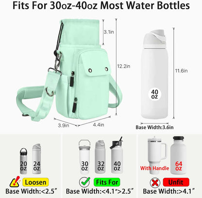 Water Bottle Holder with Strap 32 40oz Crossbody Insulated Water Bottle Carrier Sling Bag with Adjustable Wide Strap and Phone Purse 5 Pockets for Walking Hiking Gym Travel