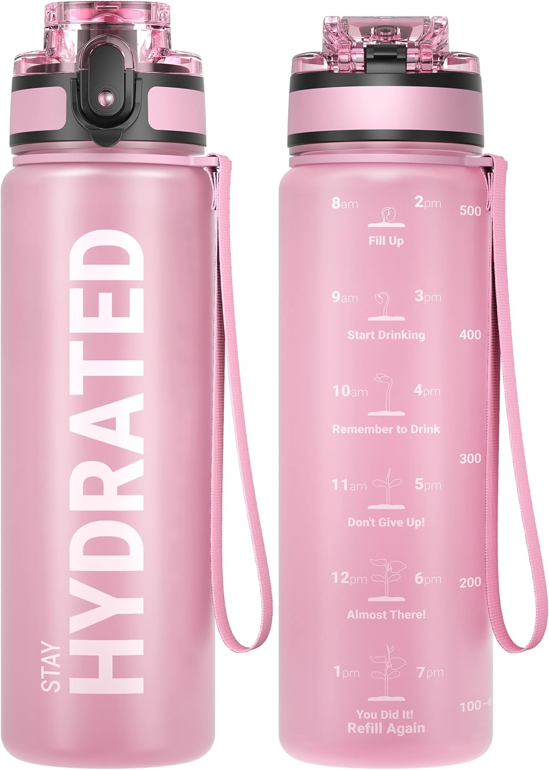 Sahara Sailor Water Bottle 32oz, Durable and Leakproof Water Bottles Motivational with Time Marker, Tritan, BPA Free, Wide Mouth with Easy Clean Brush for Gym, Travel, Home, School, Office (1 Bottle)