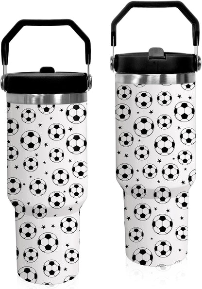 30 oz Tumbler with Handle Flip Straw Leak Proof - Pickleball Mug 30oz Tumbler Travel Coffee Mug with Handle - Birthday Gifts for Women Pickleball Lovers Players 30 Ounce Stainless Steel Cup