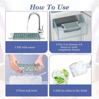 Mini Ice Cube Tray for Freezer: GGUW Nugget Ice Cube Tray with Bin - Crushed Ice Tray Making 4×117 PCS Icecube - Easy Release Iced Maker Trays