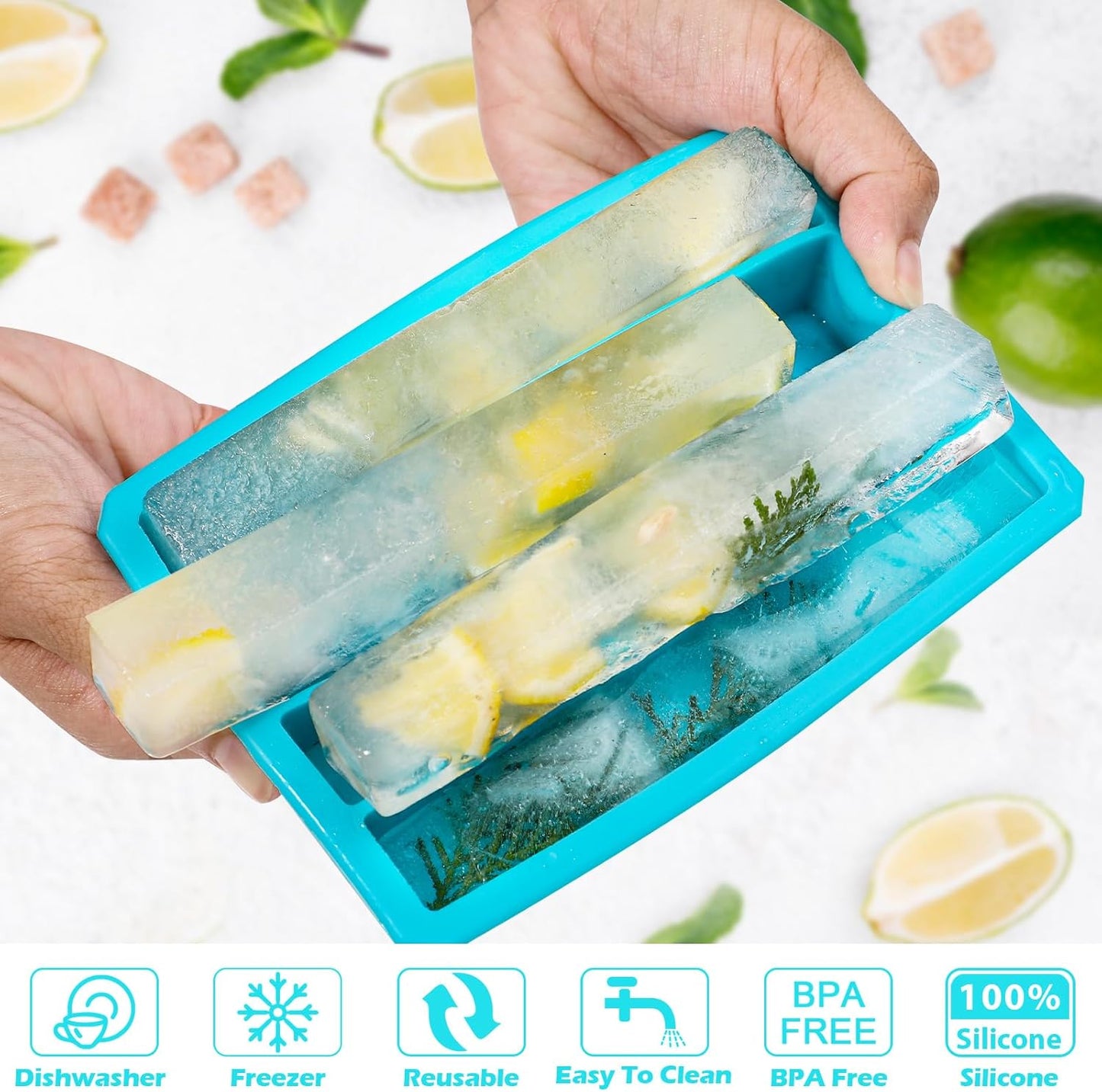 Webake Silicone Ice Cube Trays for Water Bottles Ice Cube Mold 12 Cavity, Easy Release Long Ice Cube Sticks For Bottled Beverage, Soda, Sport Drinks, Burritos Egg, Pack of 3