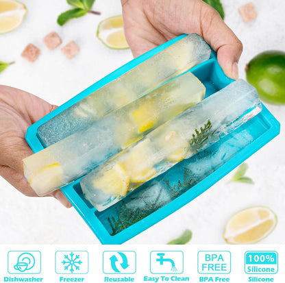 Webake Silicone Ice Cube Trays for Water Bottles Ice Cube Mold 12 Cavity, Easy Release Long Ice Cube Sticks For Bottled Beverage, Soda, Sport Drinks, Burritos Egg, Pack of 3