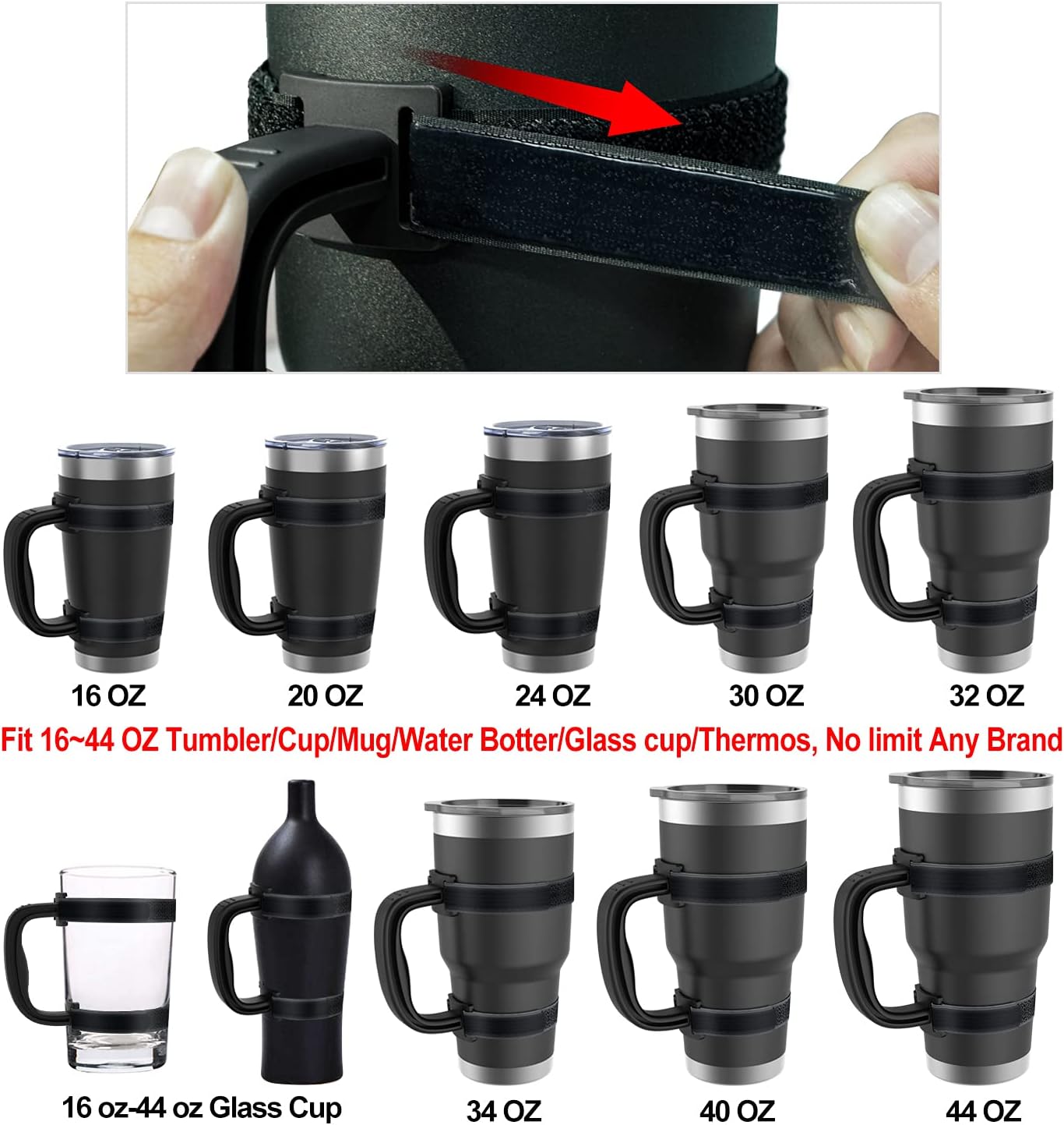 20 Oz 30 Oz 40 Oz Tumbler Handle Adjustable Fit for YETI, RTIC, Ozark Trail, Travel Mug Cup, SIC, Rambler, and All Brands Tumbler Cup