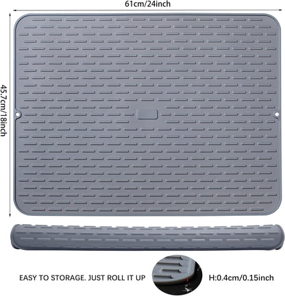To encounter Silicone Dish Drying Mat -Small 17.5" x 8" - Set of 2 Flexible Stemware Drying Mat, Heat Resistant Silicone Trivet, Countertop Mat, Dish Draining Mat, Sink Mat