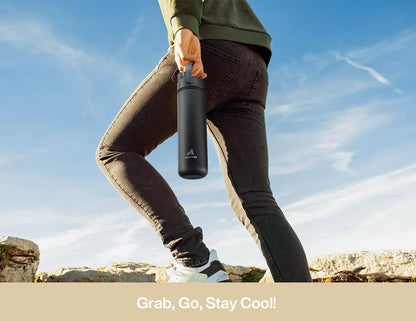 POWCAN 26 oz Insulated Water Bottle with 2-in-1 Straw and Spout Lid, Keep Cold 24H, Leak-Proof, Fits in Car Cup Holder, Stainless Steel Water Bottle for Sports, Travel, and School (Mint)
