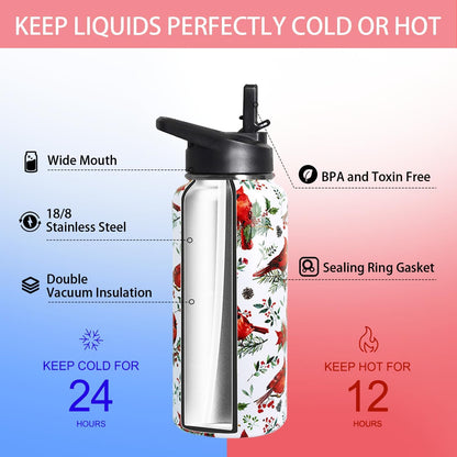 32 oz Pickleball Insulated Water Bottle with Straw - Pickleball Gym Hiking Sports Coffee Mug | Perfect Pickleball Gifts for Women, Pickleball Decor Accessories