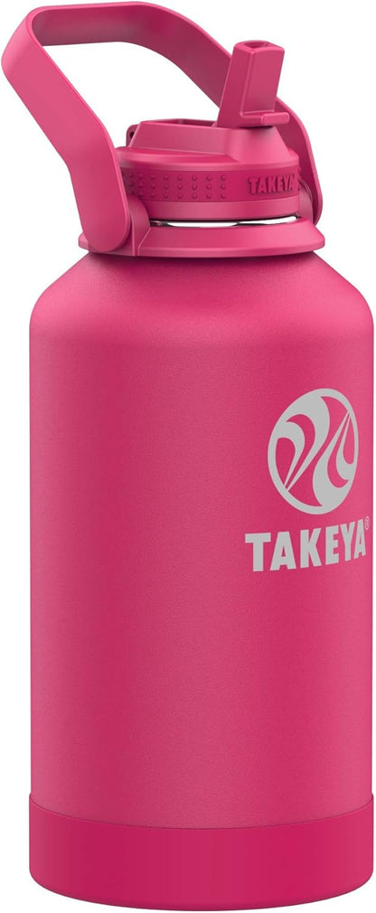 Takeya Pickleball Stainless Steel Insulated Water Bottle with Choice of Lid and Carry Handle, 32 Ounce, Dropshot Teal
