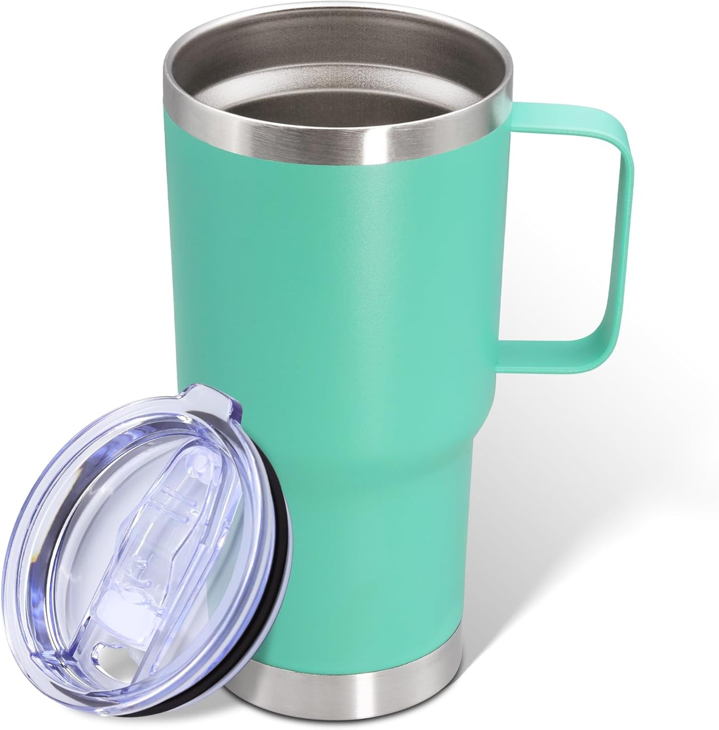 20 oz Tumbler with Handle and Lid, Stainless Steel Tumbler Insulated Travel Coffee Mug, Spill Proof Double Wall Vacuum Tumbler Cup Keep Drink Hot & Cold,White, 1 Pack