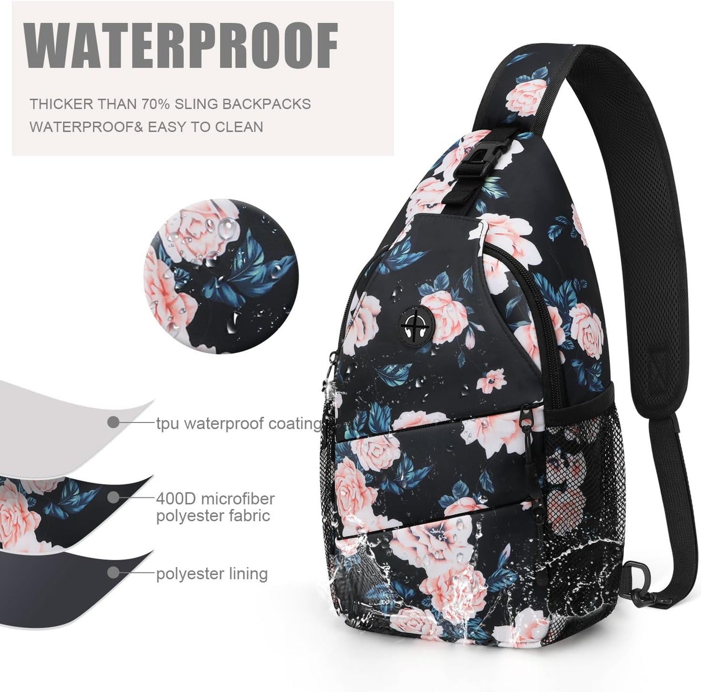 Pritent Crossbody Bags for Women Men Trendy Sling Bag Backpack Casual Chest Bag with Convertible Shoulder Strap