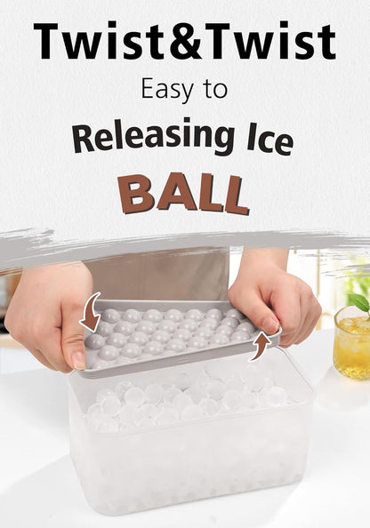 DOQAUS Ice Cube Trays with Lid and Bin, Easy Twist Release 0.8 Inch Mini Ice Balls, BPA-Free Food-Grade Ice Molds for Freezer, Iced Coffee, Cocktails (4 Pack)