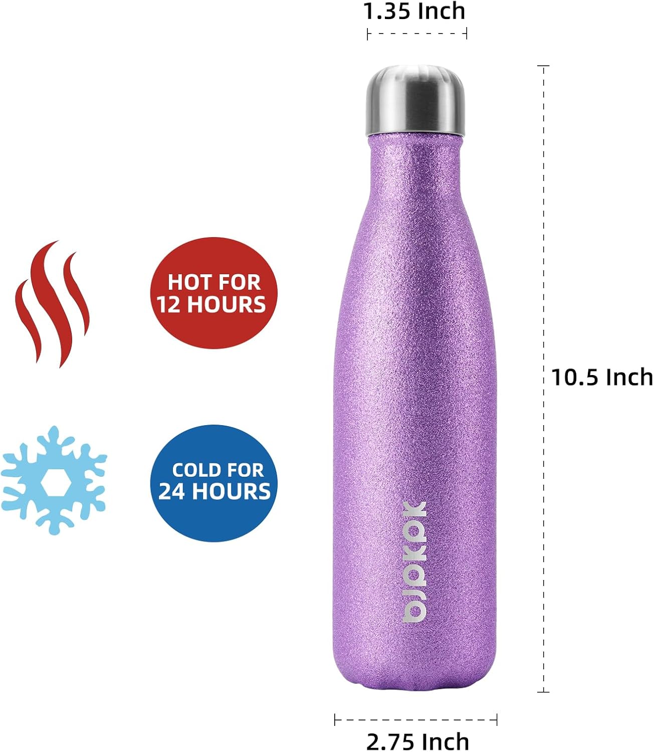 BJPKPK Insulated Water Bottle 12oz Small Stainless Steel Water Bottles Reusable Metal Thermal Keep Cold and Hot,Dreamy Purple - Colors B