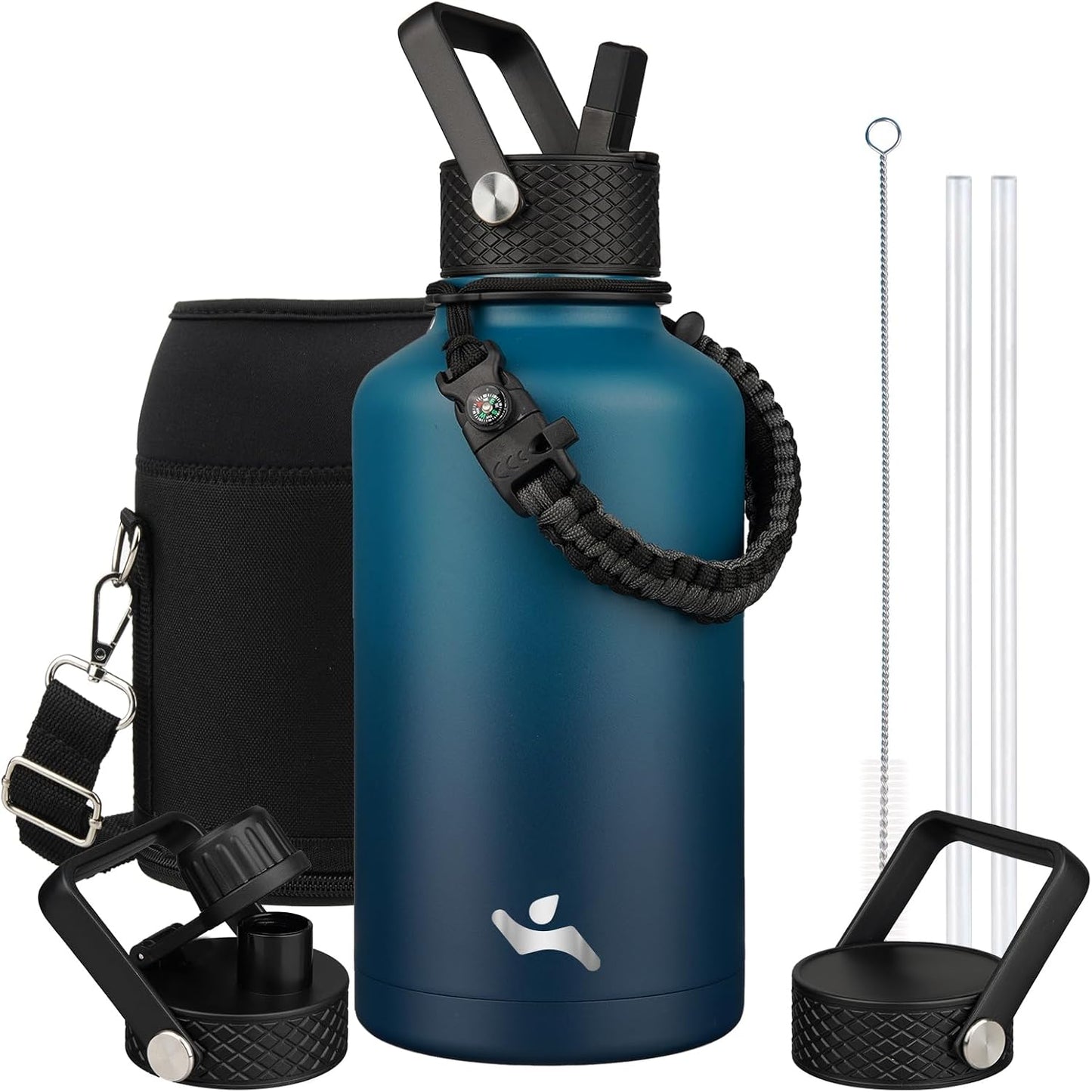 Konokyo 22oz Stainless Steel Bottles with 3 Lids Sport Insulated Water Bottle,Mint