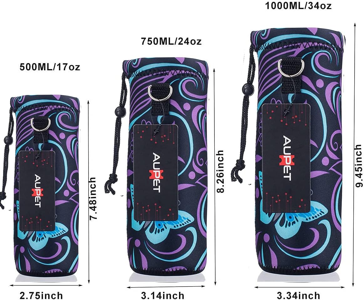 AUPET Water Bottle Bag Carrier,24oz/32oz Insulated Neoprene bottle Sling Holder Case Pouch Cover for 1000ML/750ML Bottles with Shoulder Strap for walking