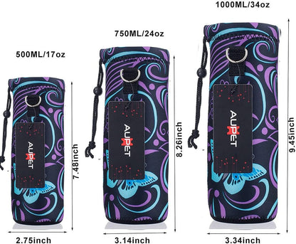 AUPET Water Bottle Bag Carrier,24oz/32oz Insulated Neoprene bottle Sling Holder Case Pouch Cover for 1000ML/750ML Bottles with Shoulder Strap for walking